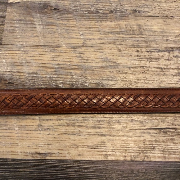 Gant Cognac Brown Full Grain Cowhide Leather Belt Vintage Braided Rustic Size 38 - Picture 3 of 12